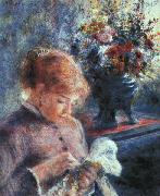 Pierre Renoir Lady Sewing France oil painting artist